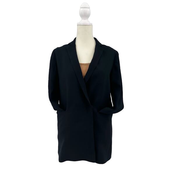 Madewell Black Lycée Drapey Blazer Suit Jacket Womens 0 Collared Oversized Fit - Picture 7 of 13